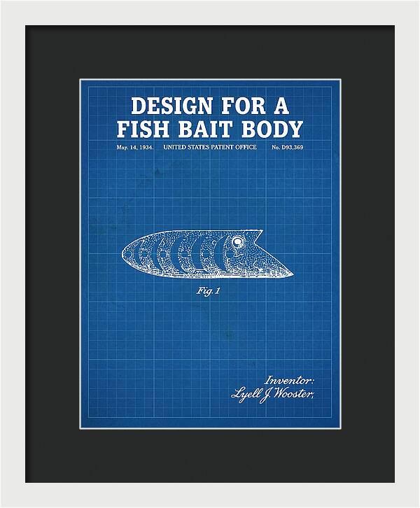 Fish Bait Body Fishing Lure Blueprint Patent Usd93369s