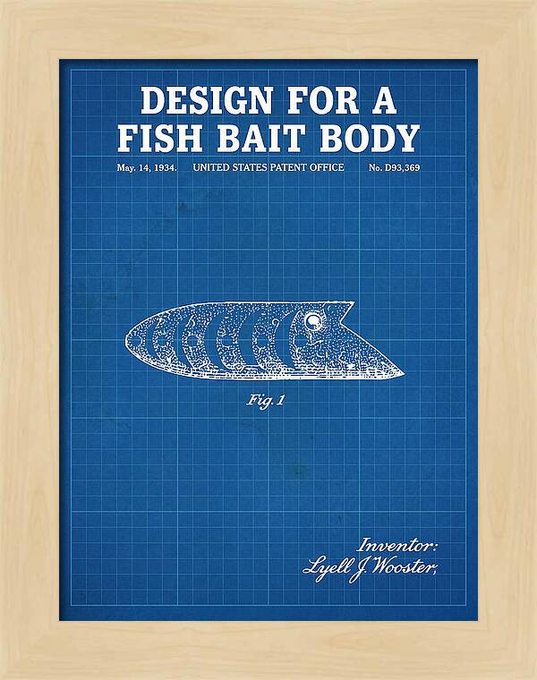 Fish Bait Body Fishing Lure Blueprint Patent Usd93369s