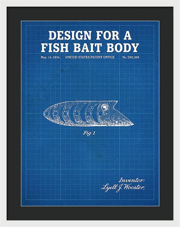 Fish Bait Body Fishing Lure Blueprint Patent Usd93369s