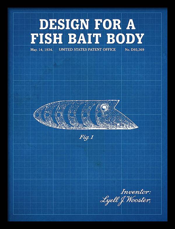 Fish Bait Body Fishing Lure Blueprint Patent Usd93369s