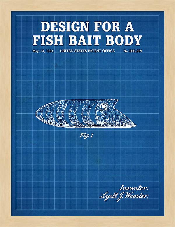 Fish Bait Body Fishing Lure Blueprint Patent Usd93369s