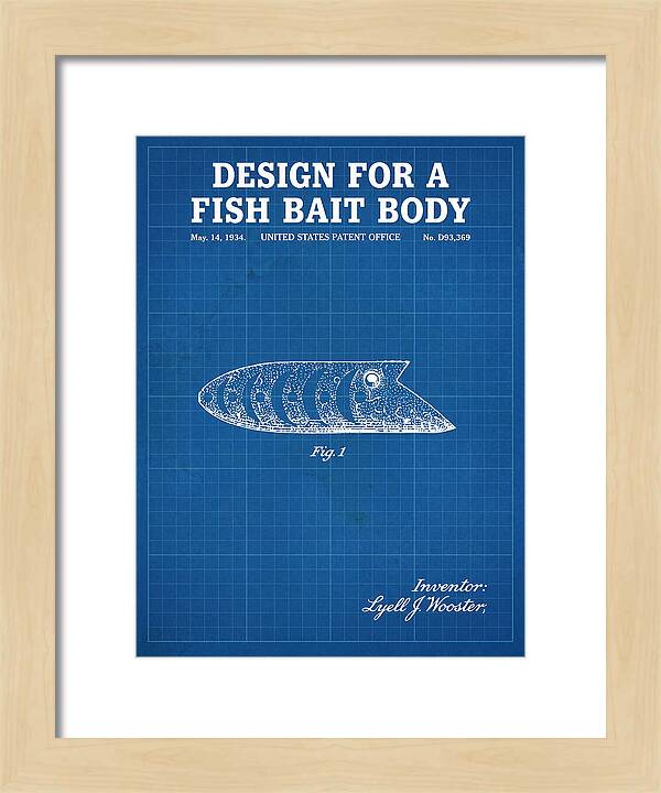 Fish Bait Body Fishing Lure Blueprint Patent Usd93369s