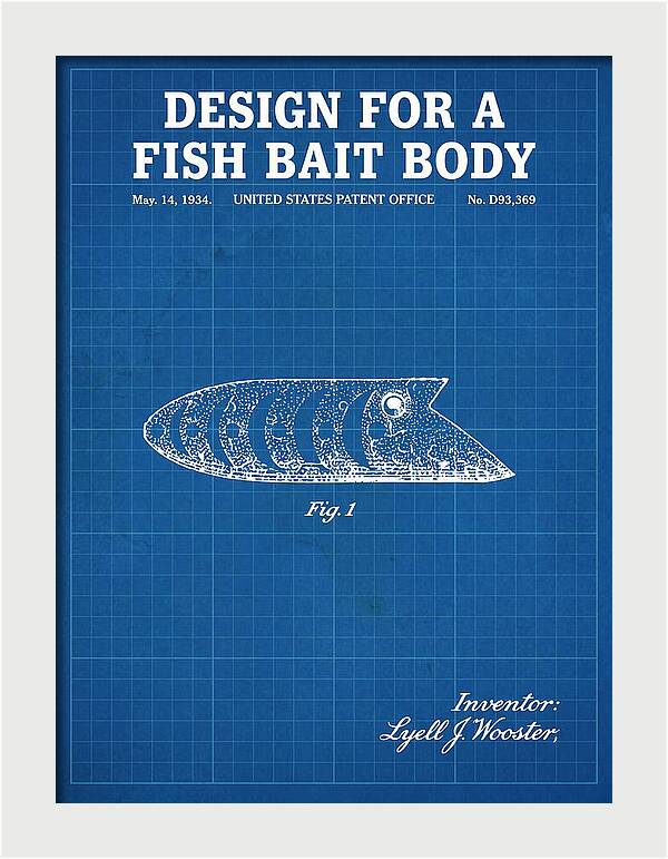 Fish Bait Body Fishing Lure Blueprint Patent Usd93369s