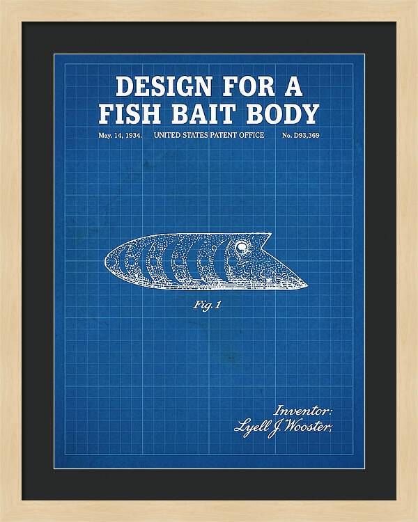 Fish Bait Body Fishing Lure Blueprint Patent Usd93369s