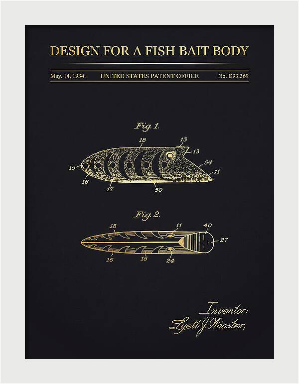 Fish Bait Body Fishing Lure Gold Patent Usd93369s
