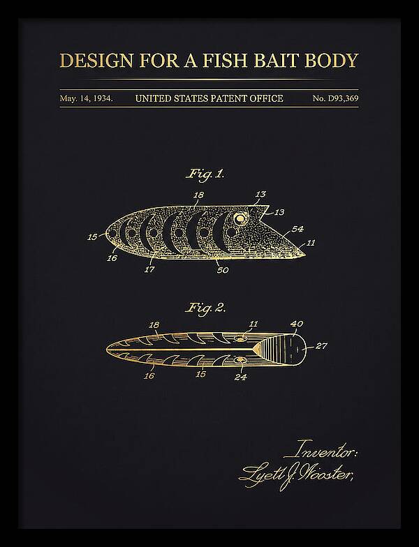 Fish Bait Body Fishing Lure Gold Patent Usd93369s