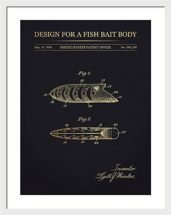 Fish Bait Body Fishing Lure Gold Patent Usd93369s