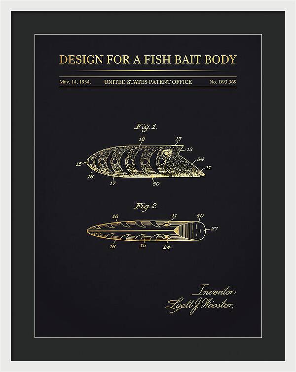 Fish Bait Body Fishing Lure Gold Patent Usd93369s