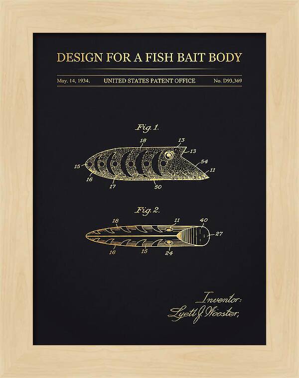Fish Bait Body Fishing Lure Gold Patent Usd93369s