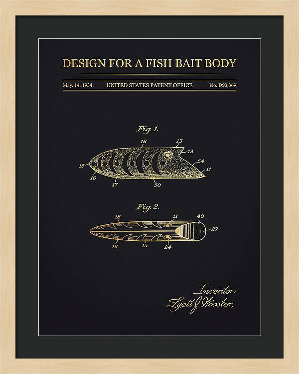 Fish Bait Body Fishing Lure Gold Patent Usd93369s