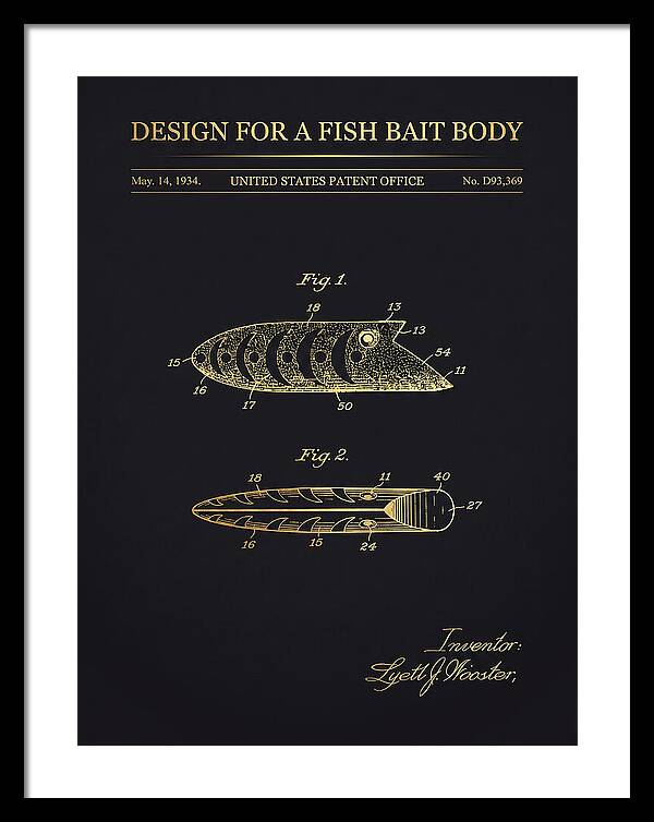 Fish Bait Body Fishing Lure Gold Patent Usd93369s