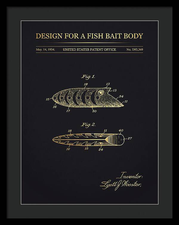 Fish Bait Body Fishing Lure Gold Patent Usd93369s