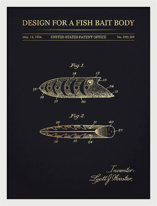 Fish Bait Body Fishing Lure Gold Patent Usd93369s