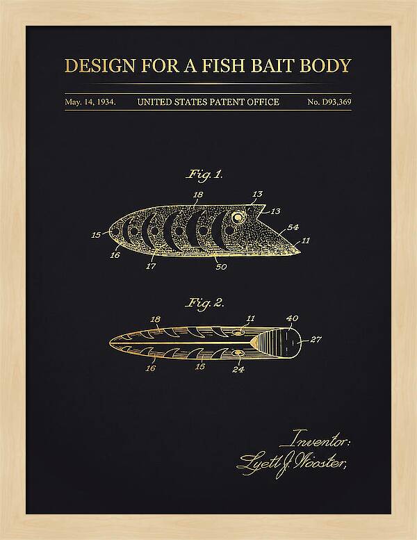 Fish Bait Body Fishing Lure Gold Patent Usd93369s