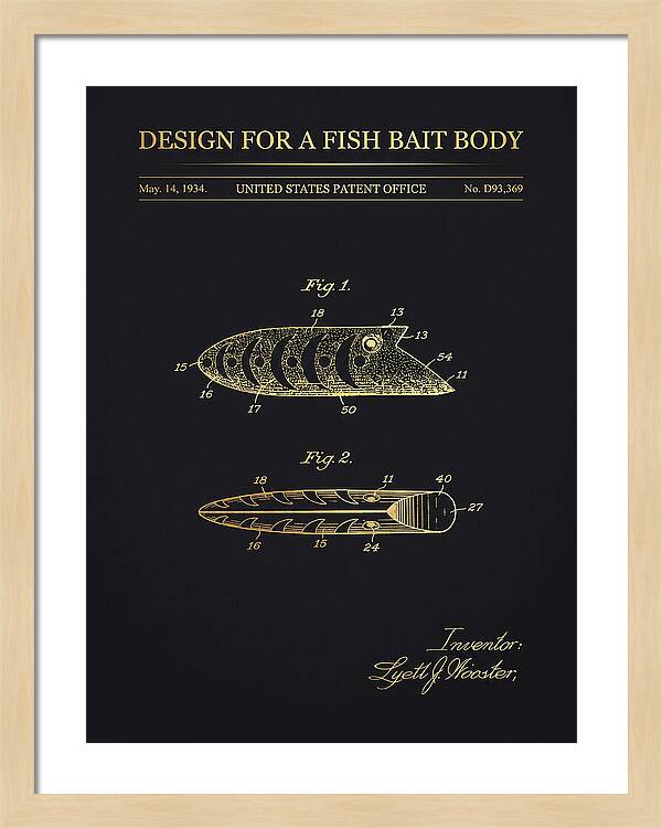 Fish Bait Body Fishing Lure Gold Patent Usd93369s