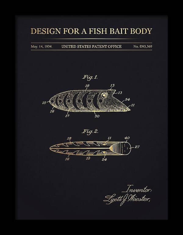 Fish Bait Body Fishing Lure Gold Patent Usd93369s