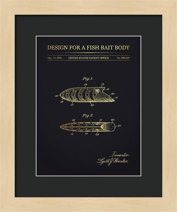 Fish Bait Body Fishing Lure Gold Patent Usd93369s
