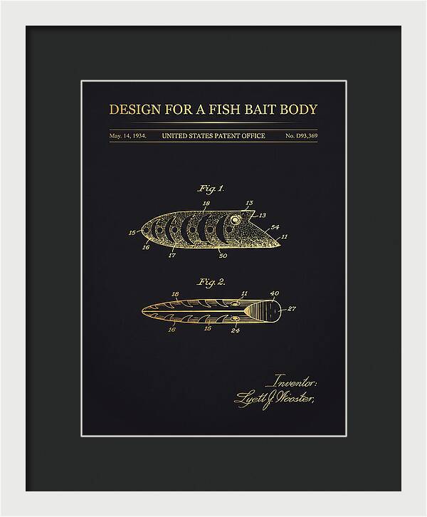 Fish Bait Body Fishing Lure Gold Patent Usd93369s