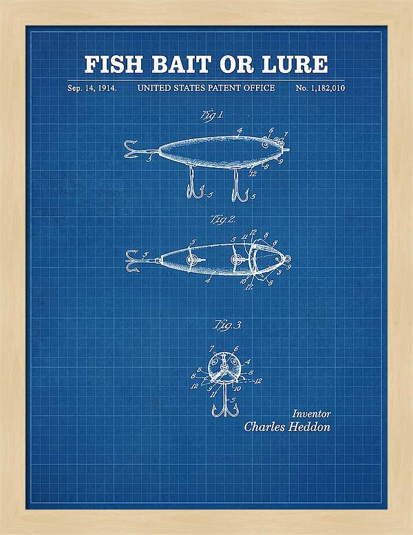 Fish Bait Or Lure Blueprint Patent Us1182010a
