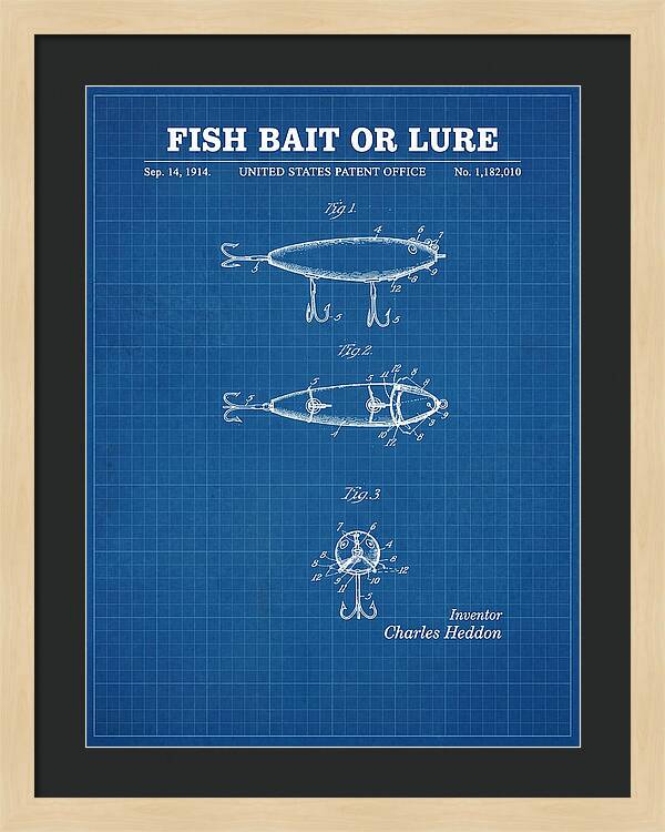 Fish Bait Or Lure Blueprint Patent Us1182010a