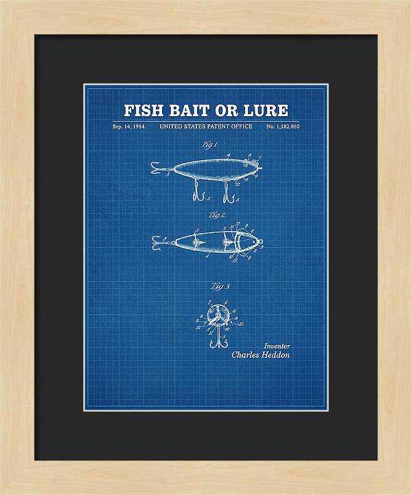 Fish Bait Or Lure Blueprint Patent Us1182010a