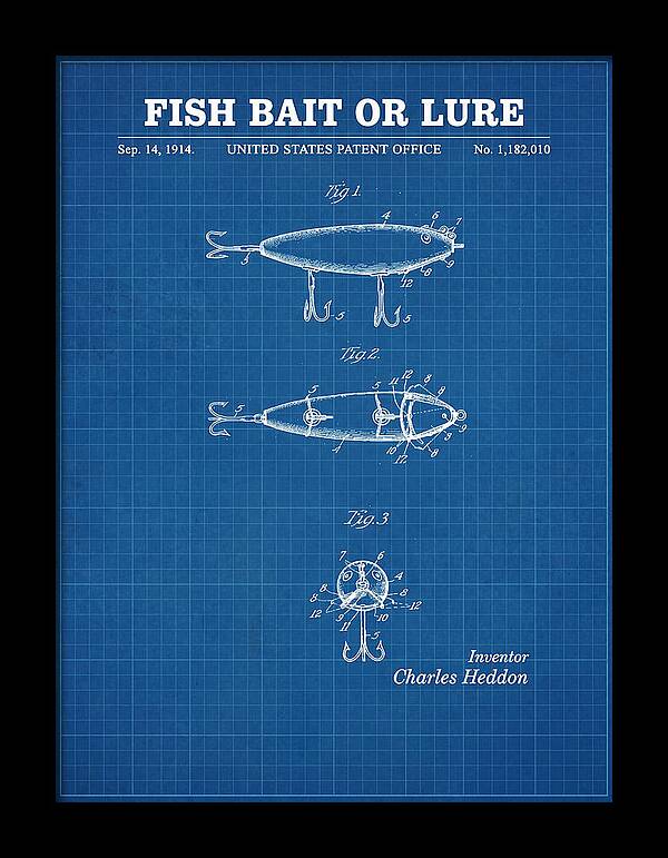 Fish Bait Or Lure Blueprint Patent Us1182010a