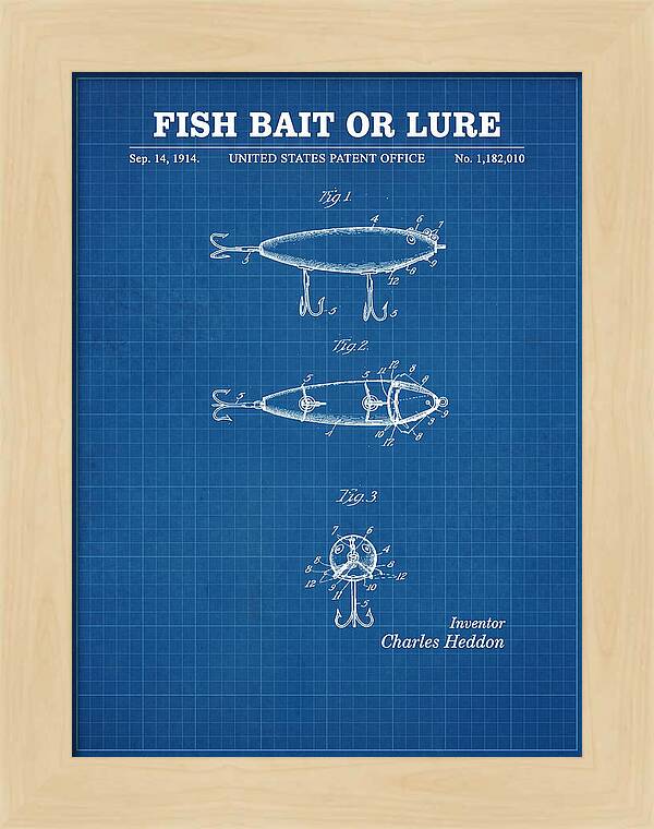 Fish Bait Or Lure Blueprint Patent Us1182010a