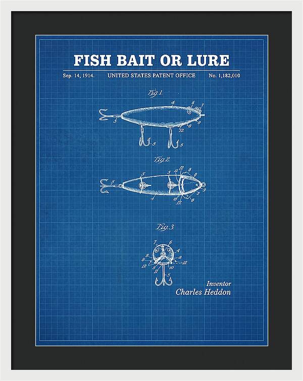 Fish Bait Or Lure Blueprint Patent Us1182010a