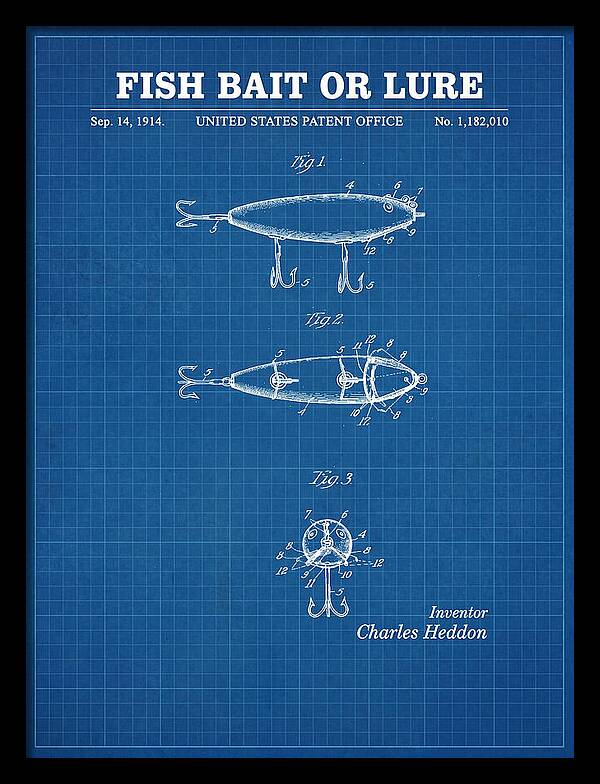 Fish Bait Or Lure Blueprint Patent Us1182010a
