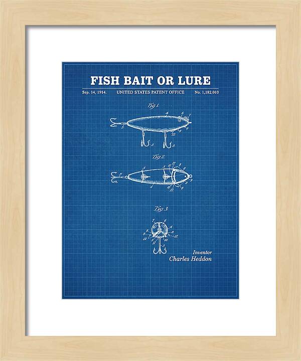 Fish Bait Or Lure Blueprint Patent Us1182010a