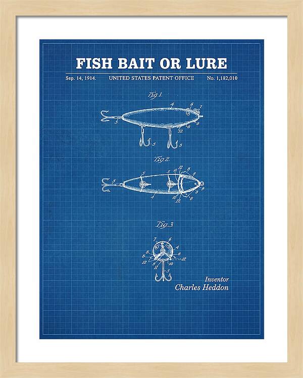 Fish Bait Or Lure Blueprint Patent Us1182010a