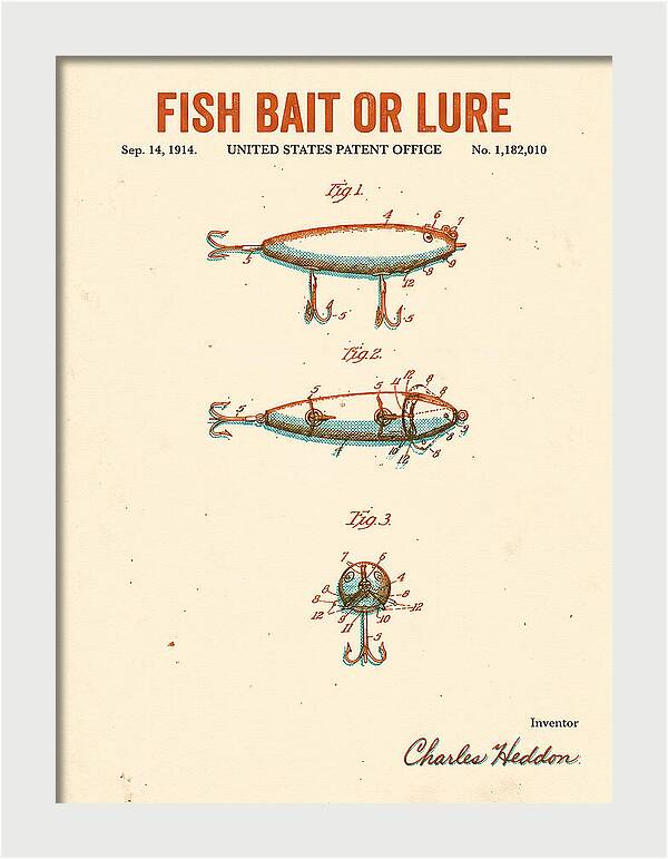 Fish Bait Or Lure Retro Patent Us1182010a