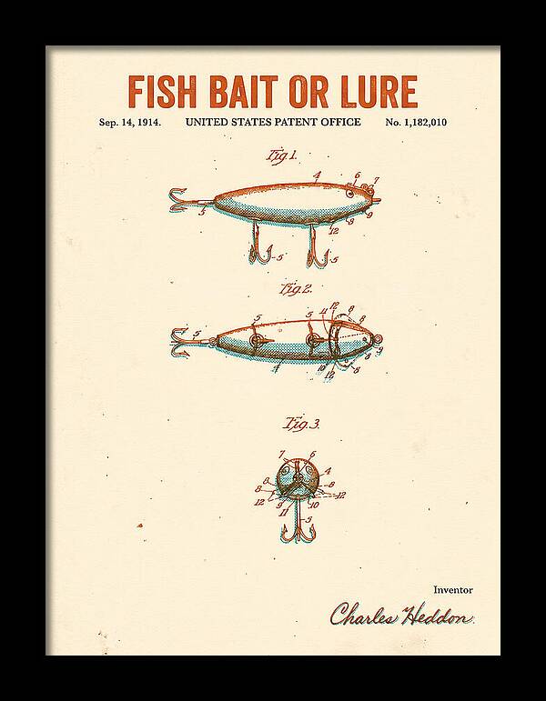 Fish Bait Or Lure Retro Patent Us1182010a