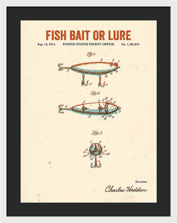 Fish Bait Or Lure Retro Patent Us1182010a