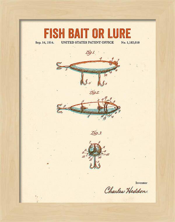 Fish Bait Or Lure Retro Patent Us1182010a