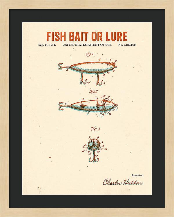 Fish Bait Or Lure Retro Patent Us1182010a