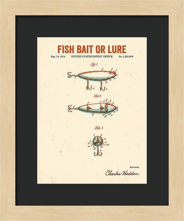 Fish Bait Or Lure Retro Patent Us1182010a