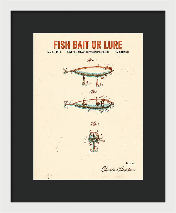 Fish Bait Or Lure Retro Patent Us1182010a