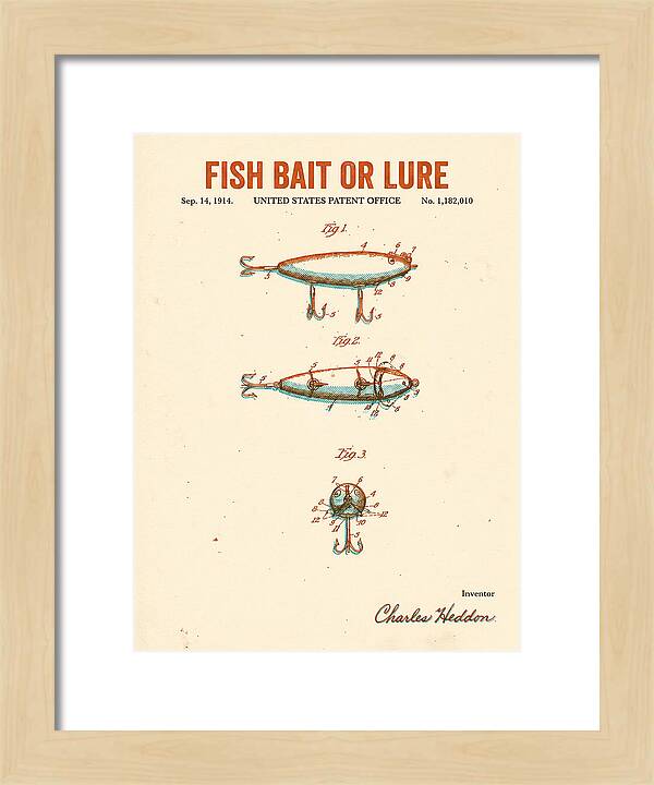 Fish Bait Or Lure Retro Patent Us1182010a