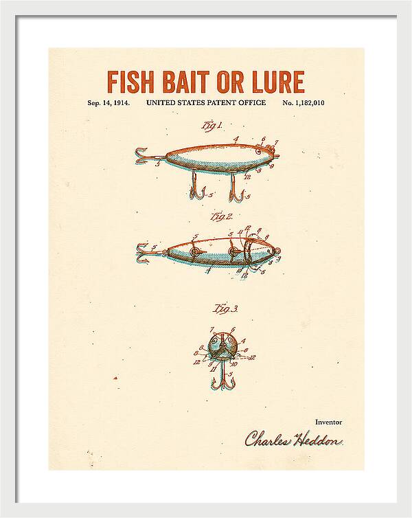 Fish Bait Or Lure Retro Patent Us1182010a