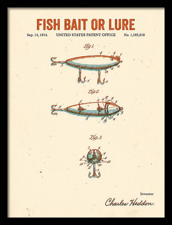 Fish Bait Or Lure Retro Patent Us1182010a