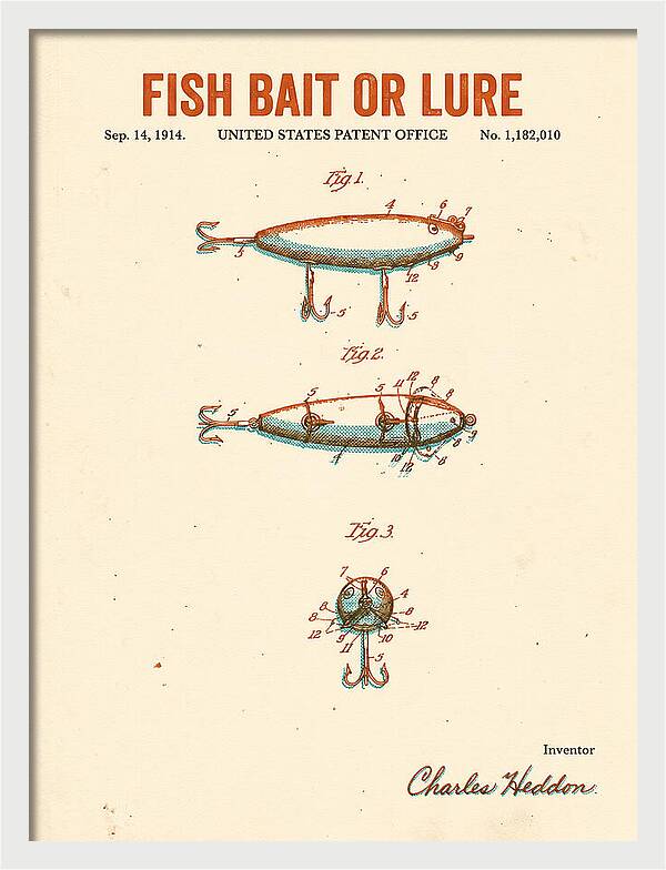 Fish Bait Or Lure Retro Patent Us1182010a