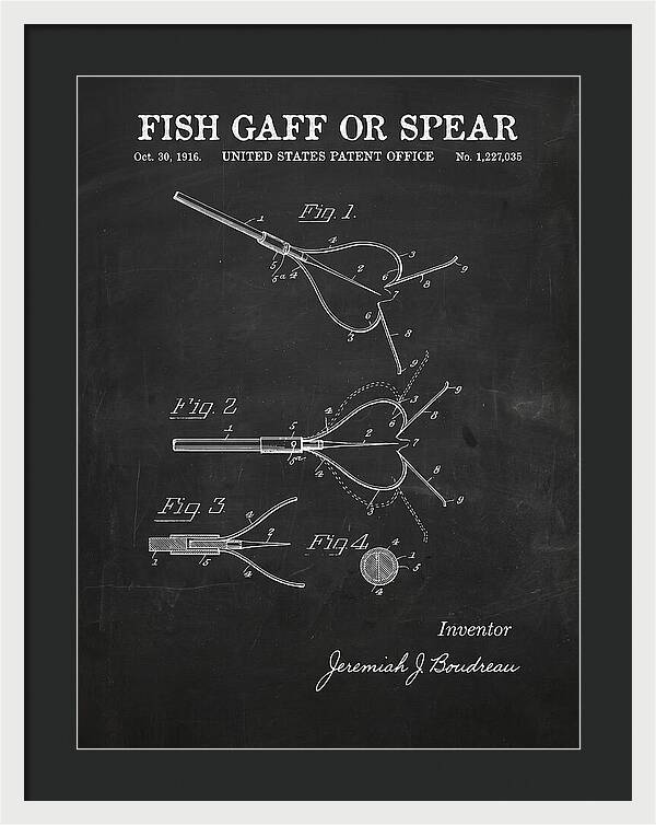 Fish Gaff Or Spear Chalkboard Patent Us1227035a