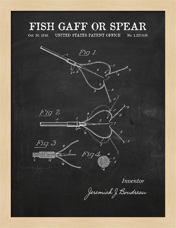 Fish Gaff Or Spear Chalkboard Patent Us1227035a