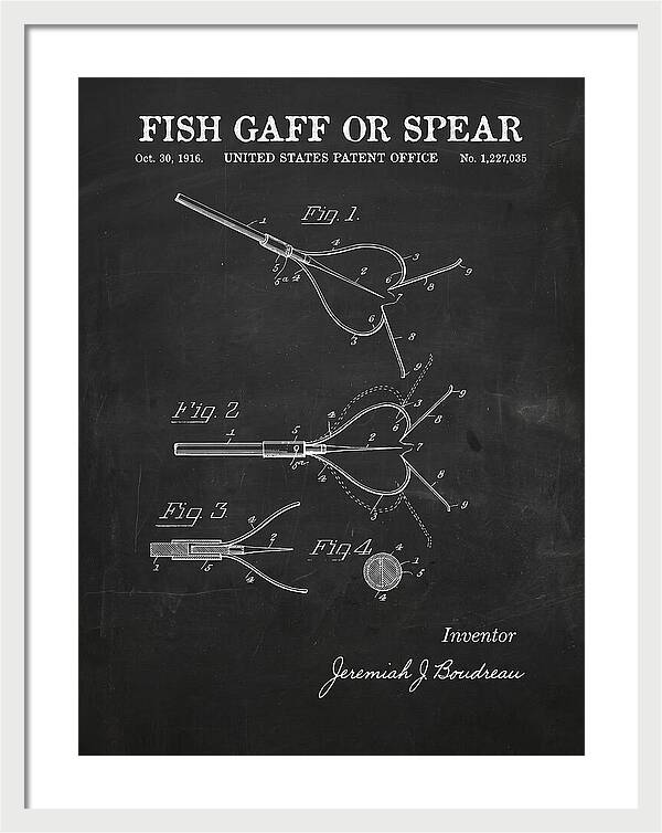 Fish Gaff Or Spear Chalkboard Patent Us1227035a
