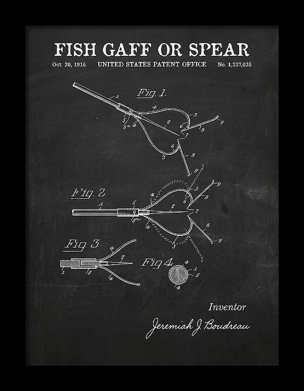 Fish Gaff Or Spear Chalkboard Patent Us1227035a