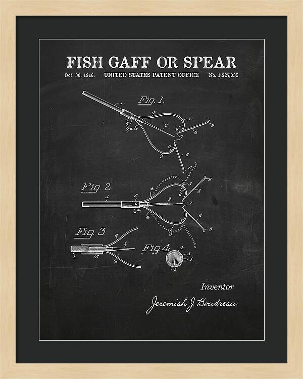 Fish Gaff Or Spear Chalkboard Patent Us1227035a