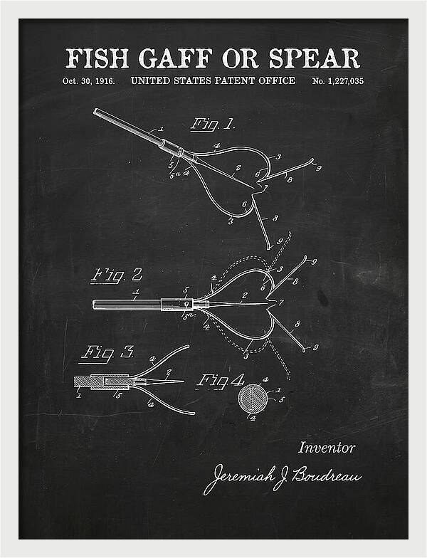 Fish Gaff Or Spear Chalkboard Patent Us1227035a