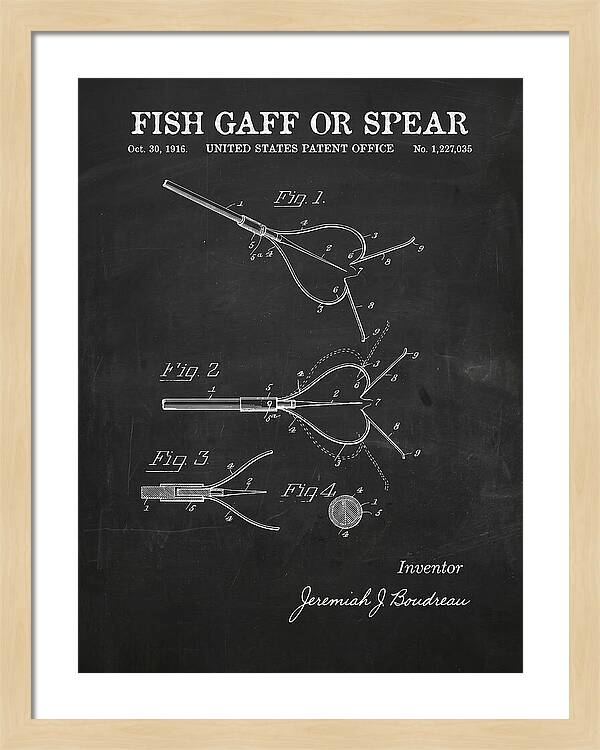 Fish Gaff Or Spear Chalkboard Patent Us1227035a