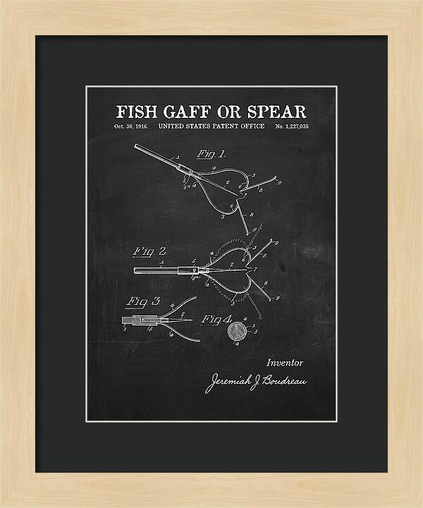 Fish Gaff Or Spear Chalkboard Patent Us1227035a